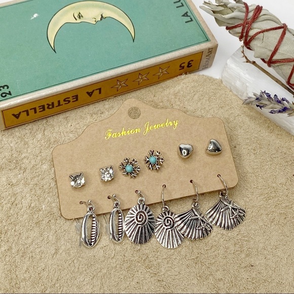 6pc Set Boho Beach Vibes Dangle + Stud Earrings - Picture 4 of 13